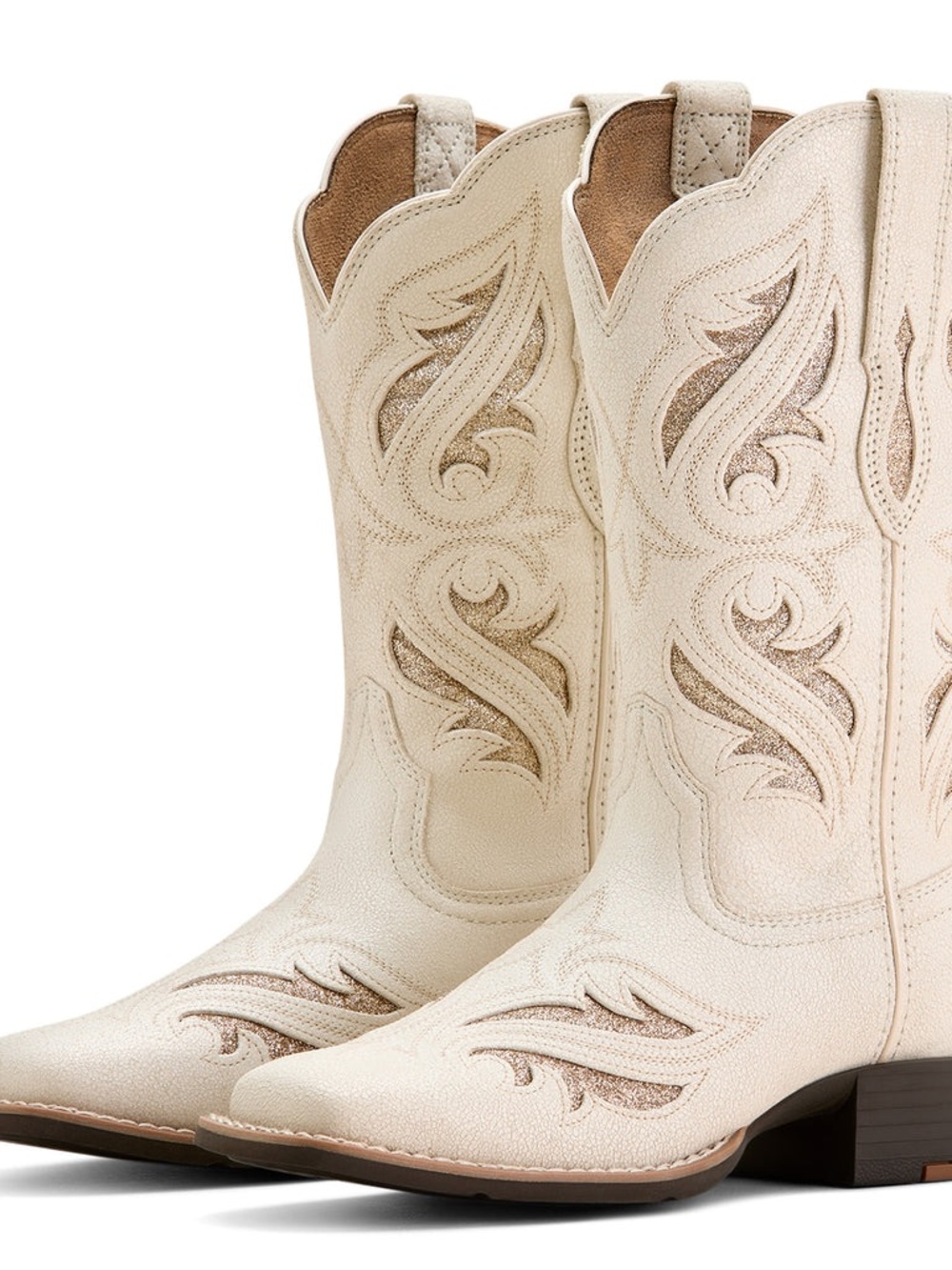 Ariat Cream Embroidered Lace-Up Western Boots